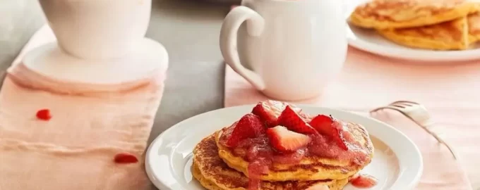 Grain Pancakes with Strawberry Sauce Recipe from Food Network.