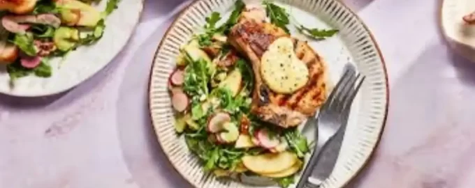 Pork and apple salad is an easy and hearty salad.