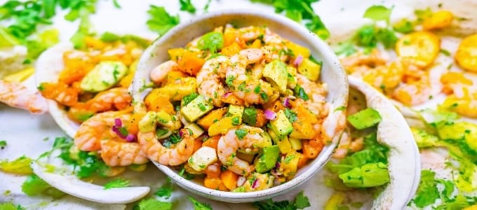 Homemade Tropical Avocado and Shrimp Salad