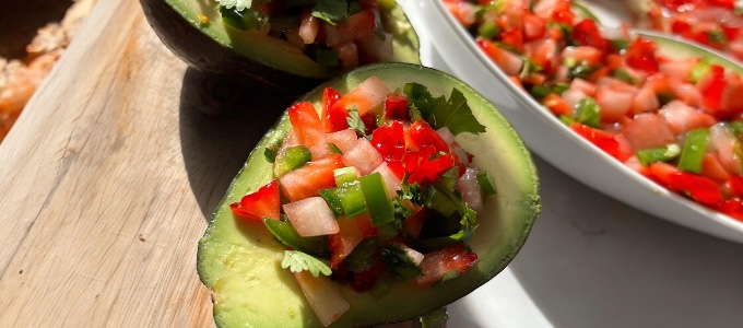 Strawberry Salsa Stuffed Avocados