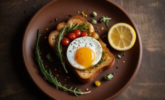 Honey Egg Toast with fried egg and honey