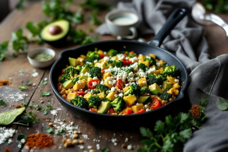 Mexican Breakfast Avocado and Blue Cheese Scramble