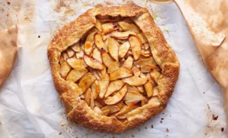 Rustic apple galette with a golden flaky crust