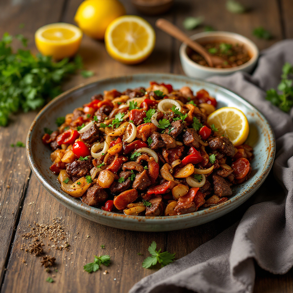 Spicy Beef and Bacon Stir-Fry with Vegetables