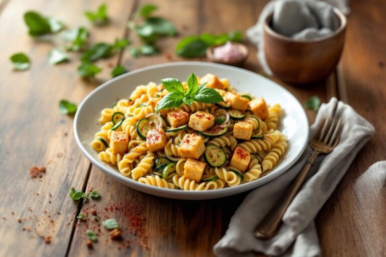 Zucchini and Tofu Pasta